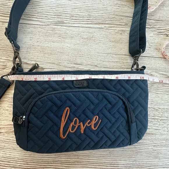Lug Love Flyer Convertible Crossbody Handbag Belted Purse Navy Blue - Picture 7 of 8